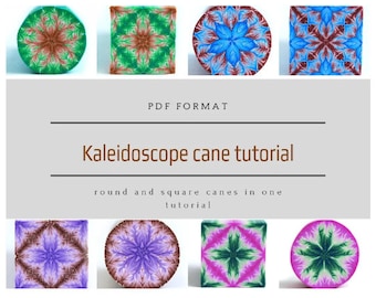 Polymer clay tutorial, Kaleidoscope cane tutorial, PDF tutorial