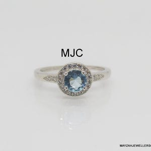 Blue Aquamarine Ring: Sterling Silver, Rose & Yellow Gold Fill