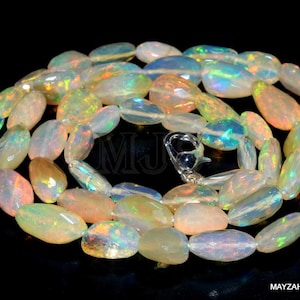 Natural White Opal Beaded Necklace+Nugget Beads Necklace+Beaded Necklace+Handmade Necklace+Strand Necklace+18 Inches Necklace+Woman Necklace
