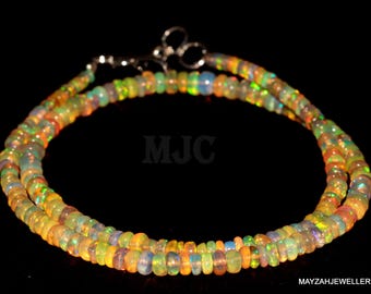Handmade White Opal Beaded Necklace, Delicate Gemstone Strand