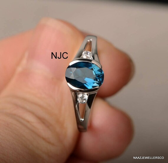 London Blue Topaz Ring 925 Sterling Silver Ring Stackable Ring