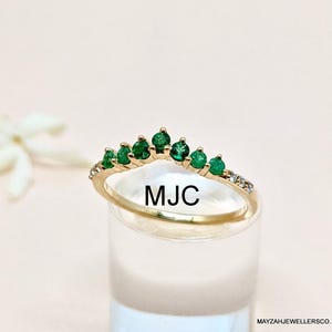 Emerald Eternity Band: 14k Gold Fill & Sterling Silver, Moissanite Accents