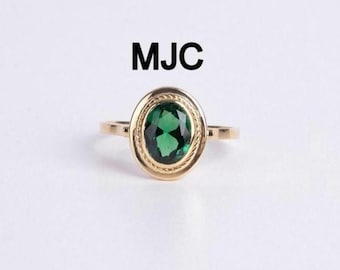 Emerald Solitaire Ring: 14k Gold Fill, Handmade Promise Ring