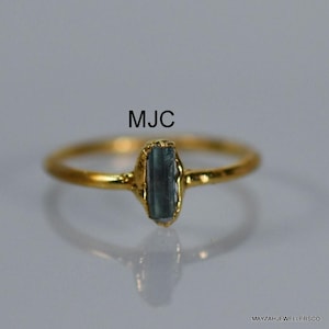 Green Tourmaline Crystal Ring: 14k Gold Fill & Sterling Silver