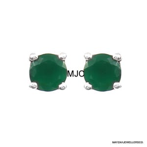 Green Onyx Stud Earrings+925 Sterling Silver Earrings+Stud Earrings+ Handmade Earrings+Minimalist Earrings+ Gemstone Earrings+Woman Earrings