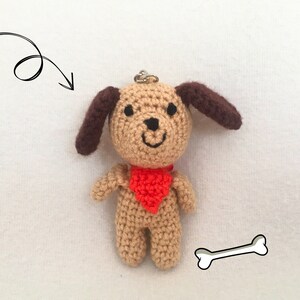 Amigurumi Dog Keychain, Handmade Crochet Dog Keychain, Tiny Miniature Dog Keyring