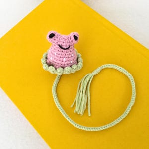 Amigurumi Frog Bookmark: Crochet Strawberry Frog, Gift for Reader