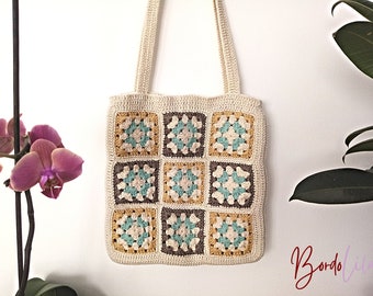 Crochet Granny Square Bag, Handmade Shoulder Bag