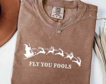 Fly You Fools Christmas T-Shirt - Gandalf Reindeer - Comfort Colors