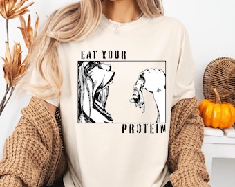 Eat Your Protein Anime Shirt, Attack on Titan T-Shirt, Anime Gym T-Shirt, AOT Eren Yeager Shirt, Manga Lover Tee