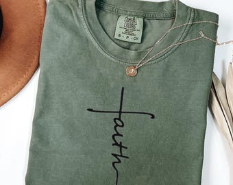 Shirt geloof, shirt Faith Cross, christelijk cadeau, cadeau geloof, christelijke shirts, shirt liefde en genade, shirt Faith Cross, verticaal kruis, Jezus