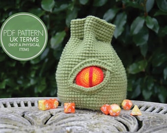 Dragon Eye Dice Bag Crochet Pattern PDF (UK Terminology)