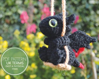 Hanging Car Accessory Toothless Dragon Crochet Pattern UK TERMINOLOGY