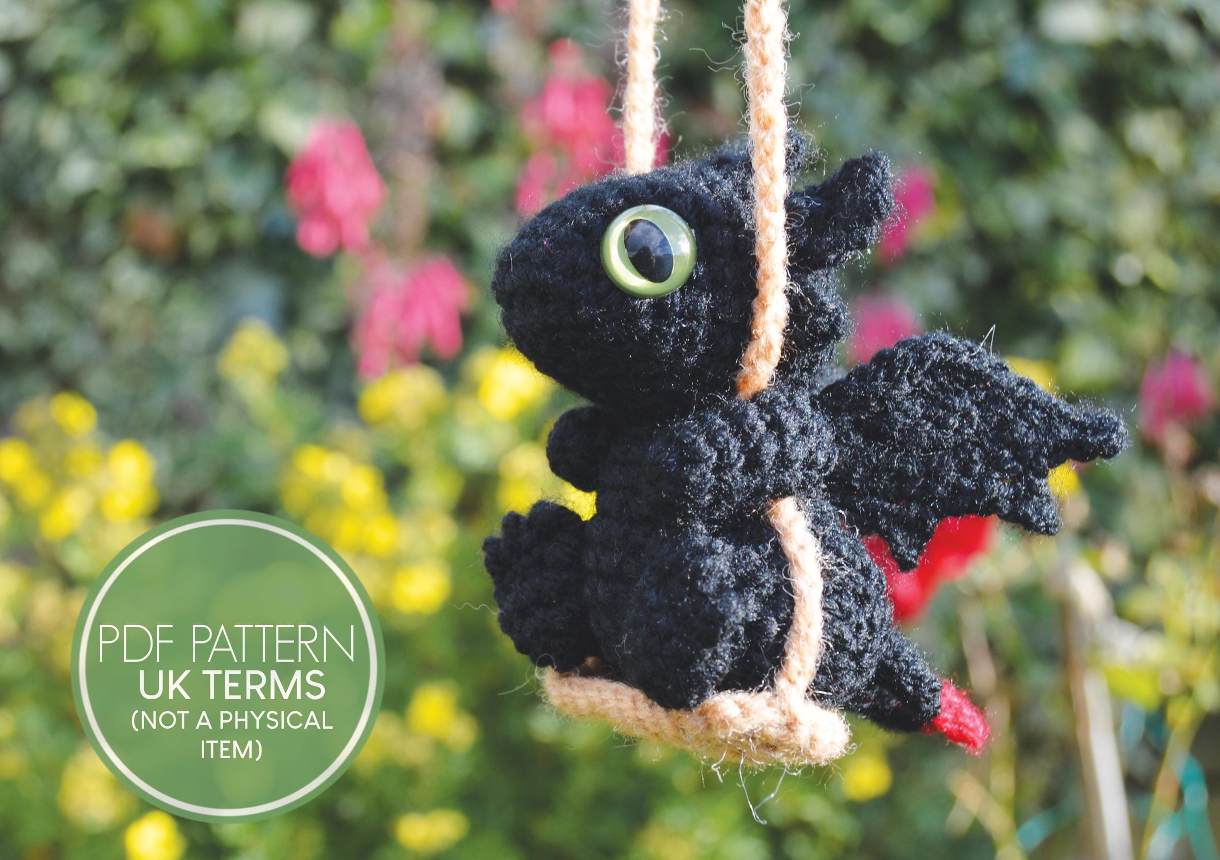 Hanging Car Accessory Toothless Dragon Crochet Pattern UK TERMINOLOGY