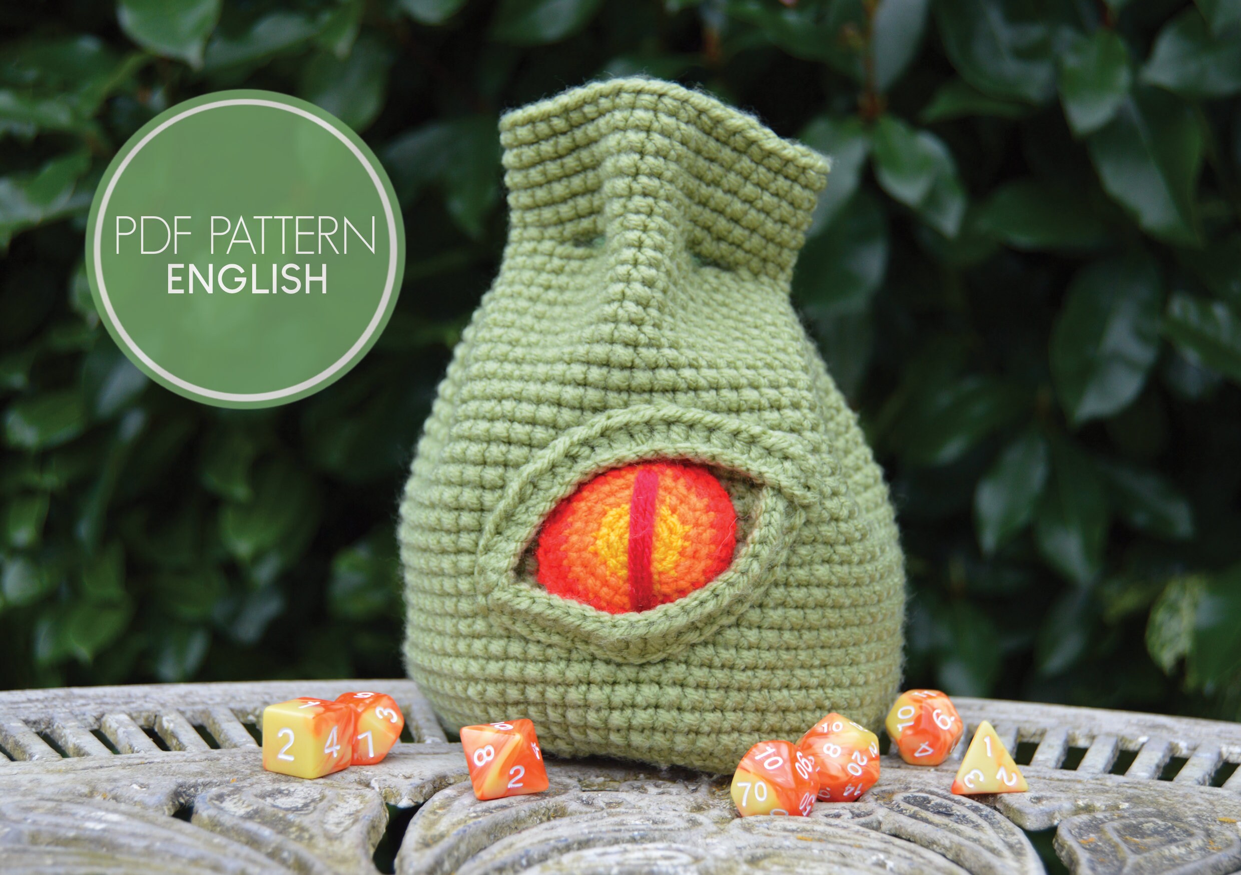 Crochet dragon dice bag hotsell