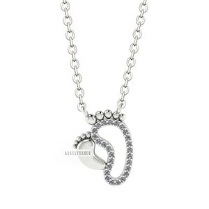 Footprint Baby Silver Necklace, 925 Sterling Silver, Mother&#39;s Day Gift, Mother Baby Jewelry, Baby Footprint, Memorial Necklace, Keepsakes