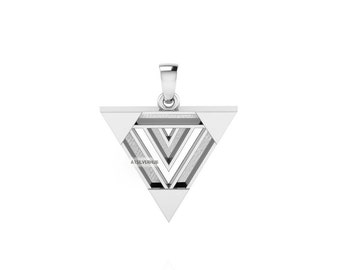 925 Sterling Solid Silver, Double Triangle Pendant, Blank Bezel Setting For Pour Resin & Horse Hair, Good Luck Jewelry, Keepsake DIY Crafts