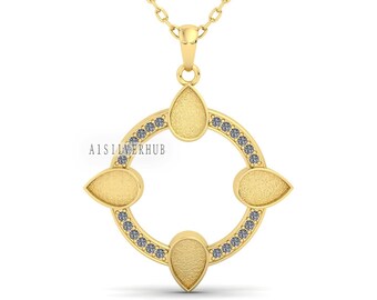 Bisel en blanco de pera de 6 x 4 mm en plata de ley 925 con engastes de colgante de circonita cúbica, ideal para resina y cenizas, manualidades conmemorativas de leche materna o recuerdo