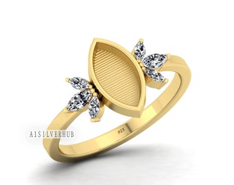 Bague Pierre Naturelle Marquise Pierre de Lune En Argent Massif 925/1000 Rhodié