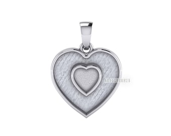 925 Sterling Silver, Double Heart Shape Blank Bezel Pendant Setting, Good for Pour Crushed Opal, Resin & Ashes Work, Keepsake/Breastmilk DIY