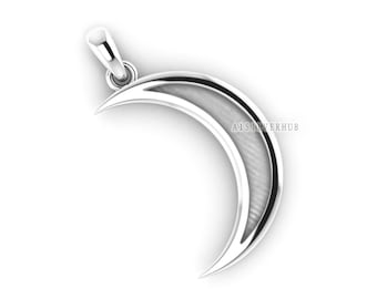 925 Sterling Solid Silver Crescent Moon Shape Breastmilk/Keepsake Pendant Setting, Good for Resin & Ashes Work, Memorial Locket, DIY Charms