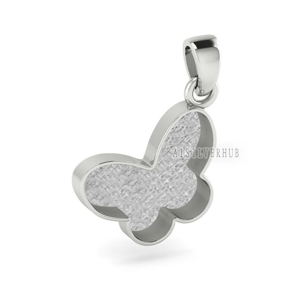 925 Sterling Solid Silver Butterfly Shape DIY Breastmilk/Keepsake Pendant Setting, Good for Resin & Ashes Work, Memorial Jewellery Crafts