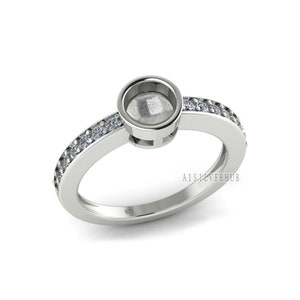 925 Sterling Solid Silver 6mm Round Blank Bezel with CZ Setted Band Ring, Good for Resin & Ashes Breastmilk DIY Work, Keepsake Jewellery