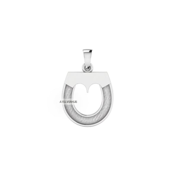 925 sterling massief zilver, hoefijzerhanger, blanco ringinstelling voor giethars aswerk, trens paardenhaar aandenken melk doe-het-zelf
