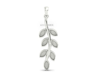 Olive Leaf Branch Marquise Blank Bezel, 925 Sterling Silver Pendant Setting, Good for Resin & Ashes Work, Keepsake/Breastmilk, DIY Crafts