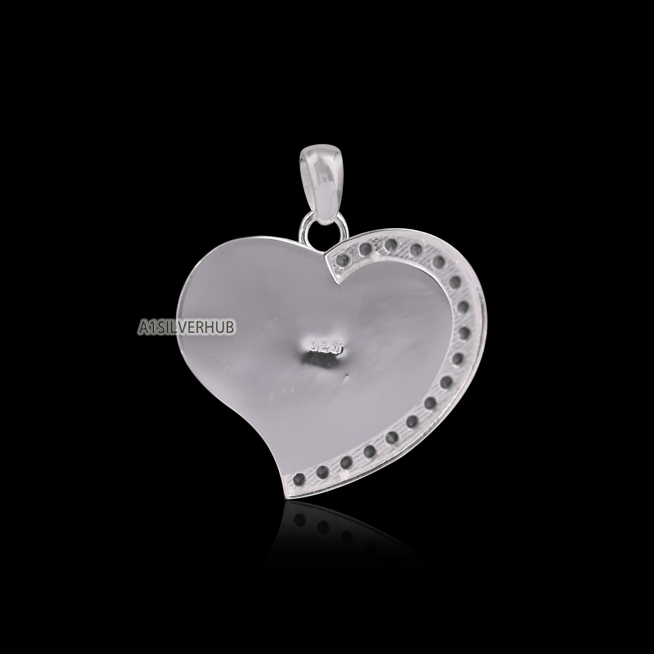 Heart Shape Blank Bezel Pendant With Zircon Setted, 925