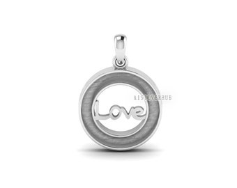 925 Sterling Silver Blank Bezel Love Memorial Pendant, Good for Resin & Ashes Work, DIY Crafts Breastmilk/Keepsake Pendant, Locket Pendant