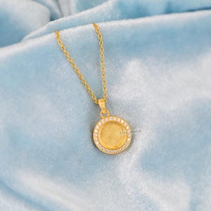 Round Shape Blank Bezel Pendant Surrounded with Zircon, 925 Sterling Silver Pendant, Good for Resin & Ashes Work, Keepsake Jewellery Crafts