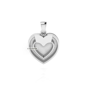 925 Sterling Solid Silver, Double Heart Pendant, Blank Bezel Setting For Pour Resin & Horse Hair, Good Luck Jewelry, Keepsake Milk DIY Craft image 3