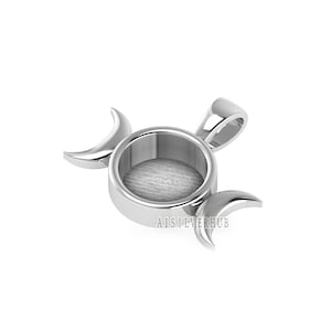 Colgante de plata de ley 925 con bisel en blanco y diseño de media luna, redondo, de 8 mm, ideal para trabajos con resina y cenizas, recuerdos conmemorativos, manualidades con leche materna