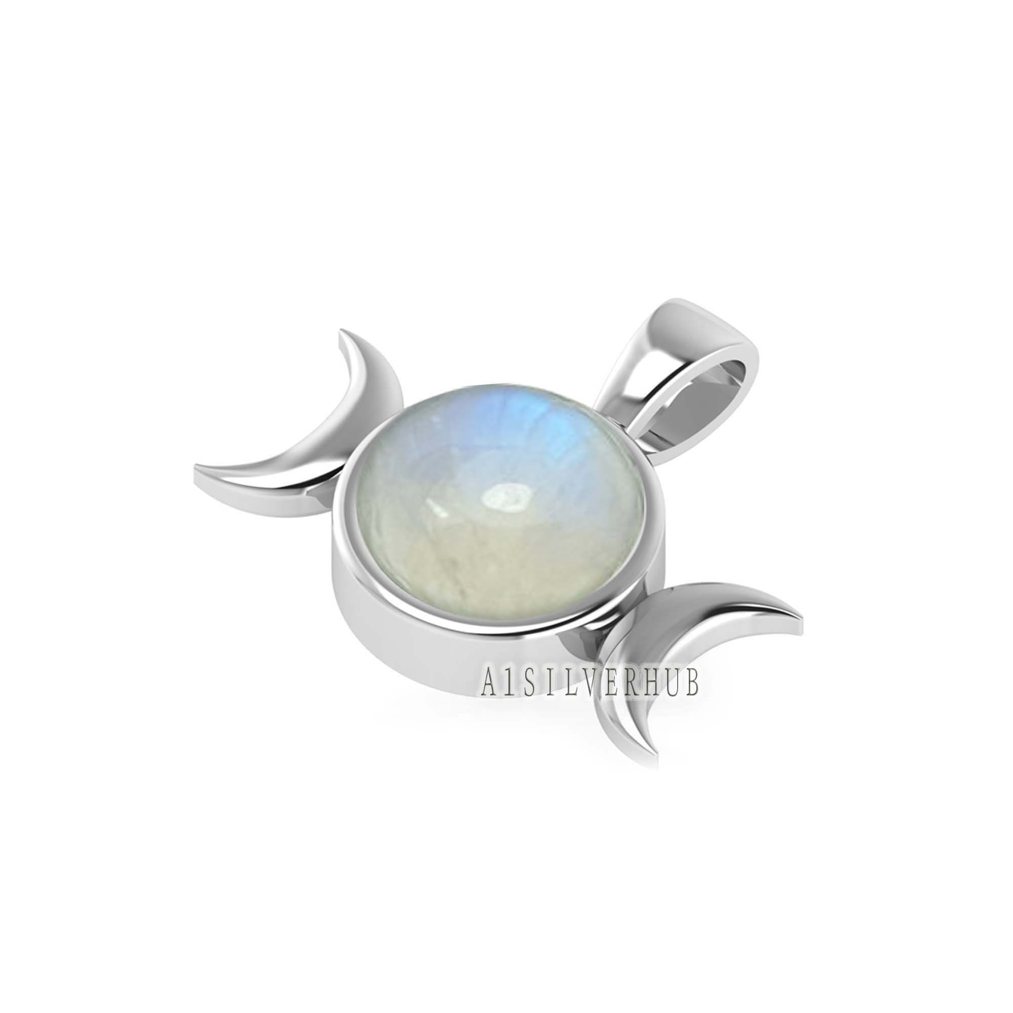 Collana Triplice Dea Luna In Argento 925 Con Cristallo Viola | Gioiello Esagramma Per Donne, Regalo Wicca