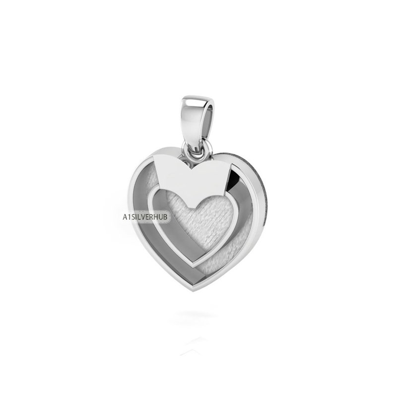 925 Sterling Solid Silver, Double Heart Pendant, Blank Bezel Setting For Pour Resin & Horse Hair, Good Luck Jewelry, Keepsake Milk DIY Craft image 2