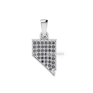 Pendentif État du Nevada avec serti zircon, pendentif en argent sterling 925, cz serti pavé, médaillon commémoratif de tous les jours, cadeau pour les proches