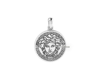 925 Sterling Solid Silver, 18mm Circle Medusa Pendant, Greek Mythology, Coin Pendant, Greek Gods Jewelry, Greek Mythology, Gift For Her/Him