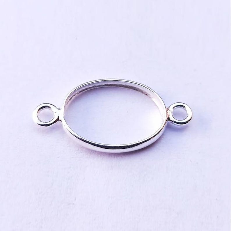 Stone Setting Bezel Rocker 925 Sterling Silver Connector Setting 6x4mm to 25x20mm Oval Half Round ...