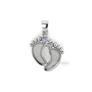 Colgante de pie de bebé en plata de ley 925 con bisel en blanco y circonita cúbica engastada, para verter resina, bricolaje con leche materna, joyas de recuerdo, regalos conmemorativos de pies de bebé