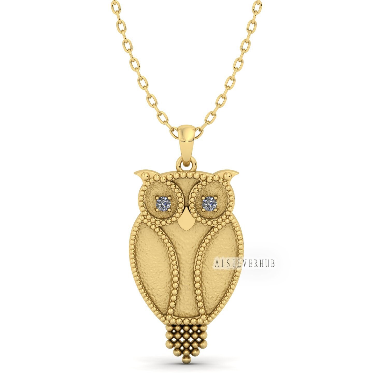 Owl Blank Bezel Pendant with CZ Setted, 925 Sterling Solid Silver, Good for Crushed Opal, Resin &