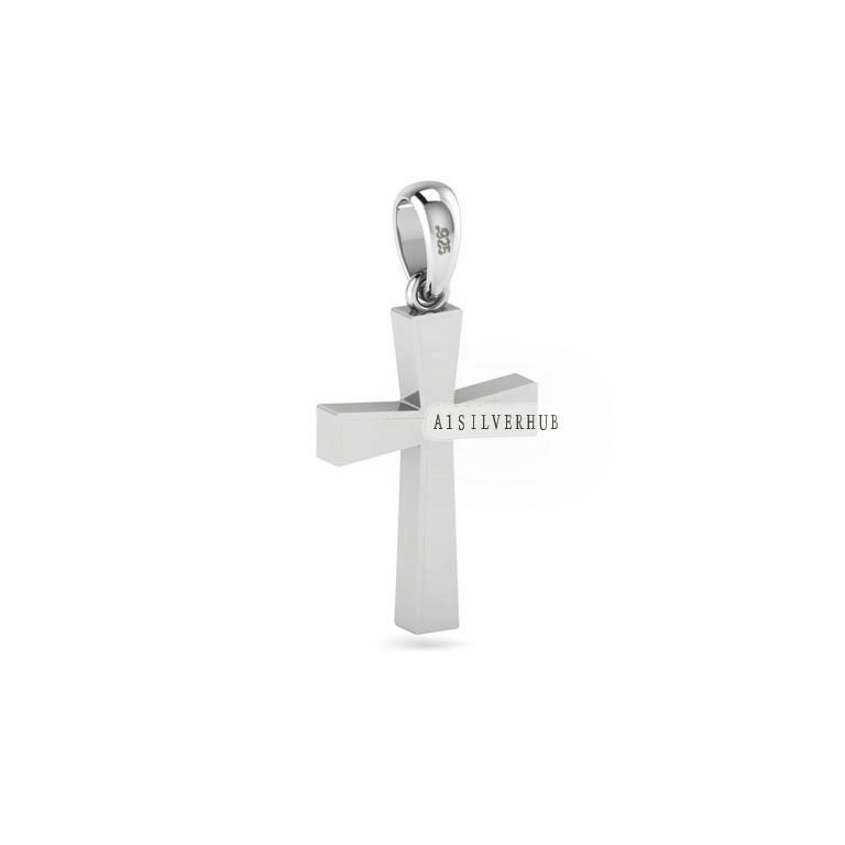 Grand Pendentif Croix Vierge En Argent Massif 925 - 31x43mm Pour Création De Bijoux (résine, Cendres)