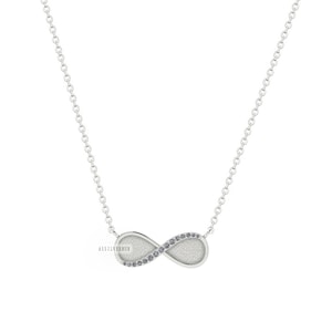 Collana con castone infinito in argento Sterling 925 con zirconi cubici incastonati, ideale per lavori in resina e ceneri, ricordo/latte materno fai da te, catena da 16''+2''