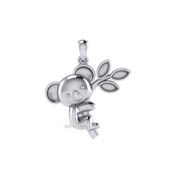 925 Paramètres de pendentif de lunette vierge de feuille d'ours de koala en argent sterling, bon pour le travail de résine et de cendres, bricolage de souvenirs/lait maternel, porte-bonheur commémoratif