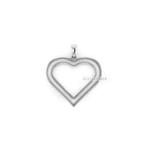 Cadre pendentif coeur blanc avec lunette, argent sterling 925, idéal pour couler de l'opale broyée, travailler la résine et les cendres, créer un souvenir pour le lait maternel