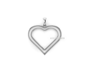 Love Heart Blank Bezel Pendant Setting, 925 Sterling Silver, Good for Pour Crushed Opal, Resin & Ashes Work, Keepsake Breastmilk DIY Crafts