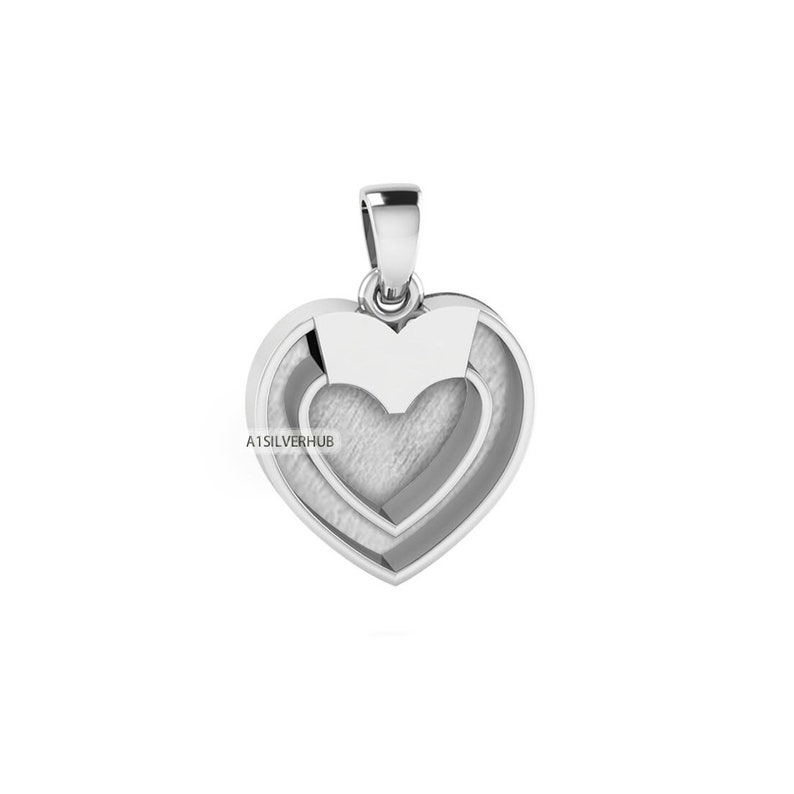 925 Sterling Solid Silver, Double Heart Pendant, Blank Bezel Setting For Pour Resin & Horse Hair, Good Luck Jewelry, Keepsake Milk DIY Craft image 1