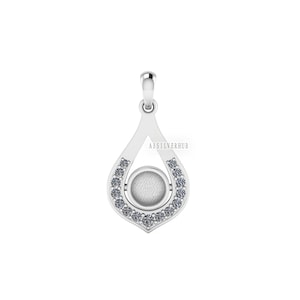 Heart Shape Water Drop Round Blank Bezel Pendant with CZ Setted, 925 Sterling Silver, Good for Resin & Ashes Work,Memorial Jewelry DIY Craft