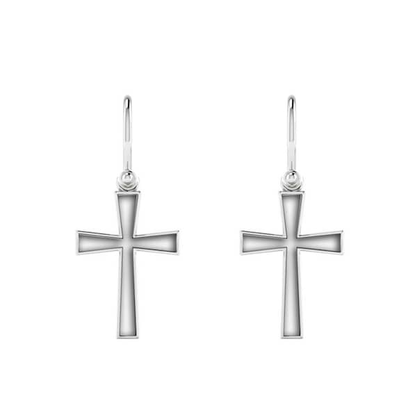 925 Sterling Solid Silver Cross Shape Blank Bezel Dangle Earrings, Good for Crushed Opal, Resin & Ashes,Croix, Bijoux, Gioielli Greco, Kreuz