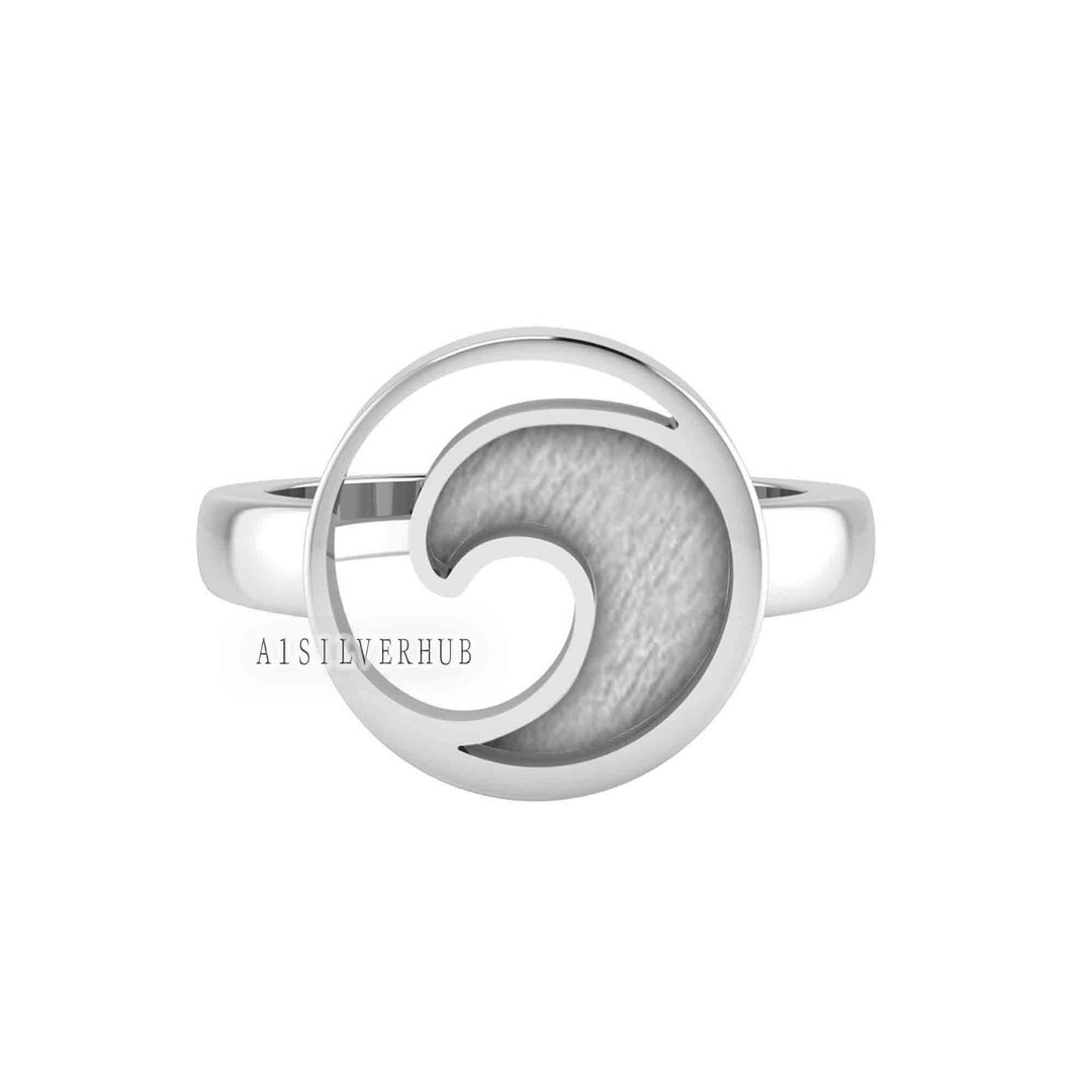 925 Sterling Silver Ocean Wave Blank Channel Round Ring, Good for Resin ...